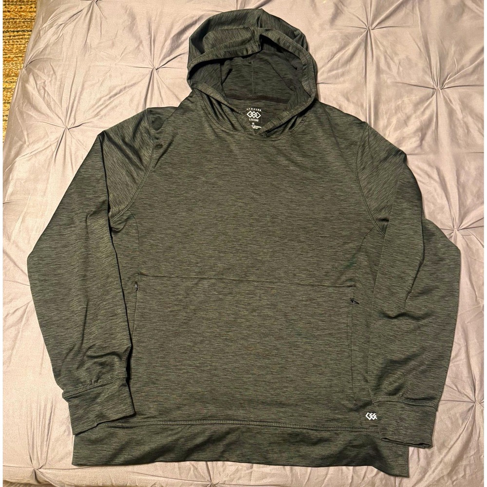 LEG3ND Legend Breathe Men's L Hunter Green Stretch Pullover Hoodie Zip Pockets